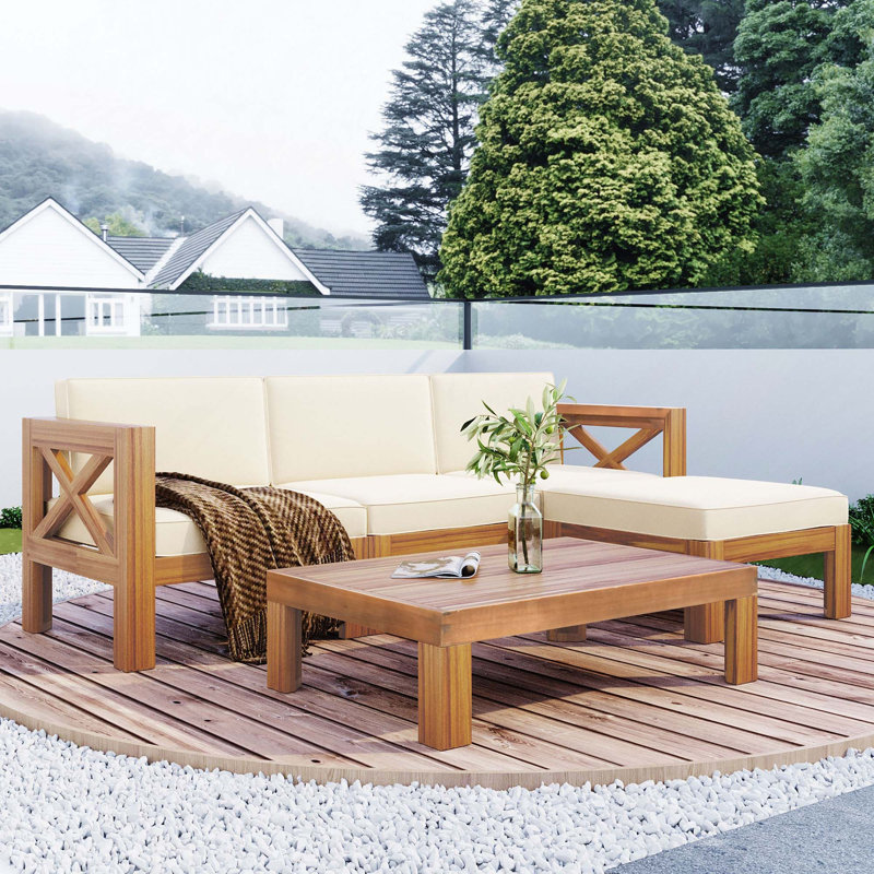 Ensemble de conversation modulaire avec canapé et coussins 5 pièces, Beige