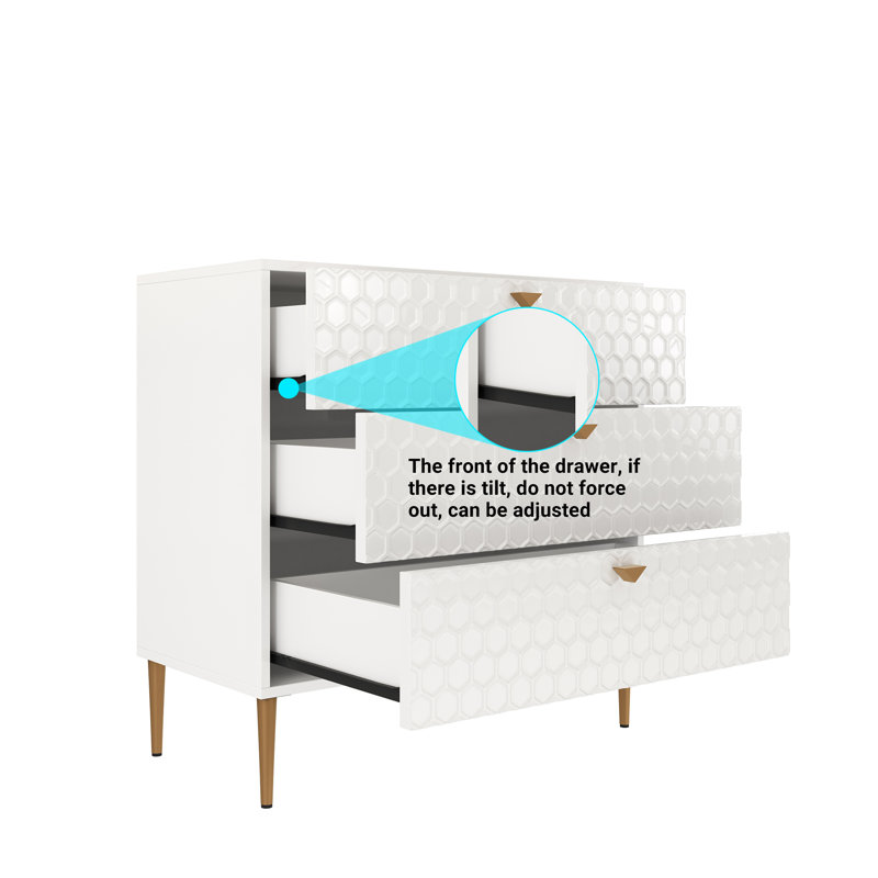 High Gloss 3 - Drawer 32'' Tall Dresser & Chest, White
