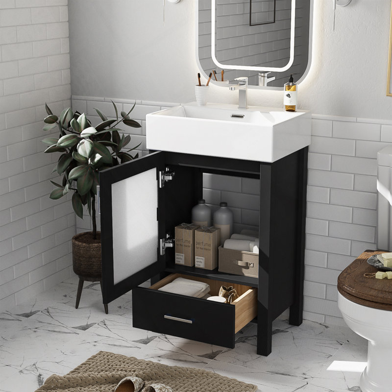 Bathroom Vanity with Ceramic Sink, Black