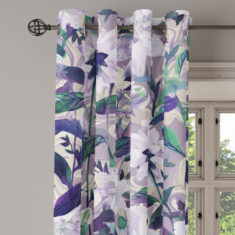 Dakota Fields, imprimé floral avec œillets, motif floral botanique, mauve, vert mer, quartz, L 50 po x L 63 po