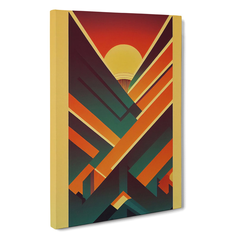 Art Deco Sunset No.5 - Wrapped Canvas Print, 50cm H x 35cm W x 3cm D