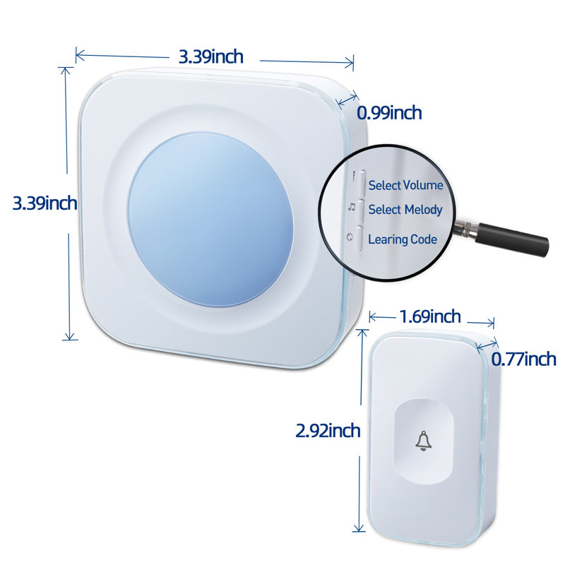 Massucci White Wireless Push Button Doorbell