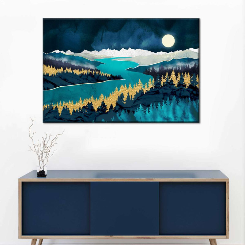«Moonlit Blue Forest» sur toile, H 8 po x l 12 po x P 1 po