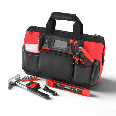 44Pcs Home Repair Tool Set With Carrying Bag, Household Repairing Tool Kit, Mechanics Hand Tools for DIY Garage Office