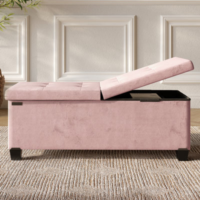 Nestl Vérrant Velvet Storage Ottoman Bench with Removable Legs and Hidden Storage