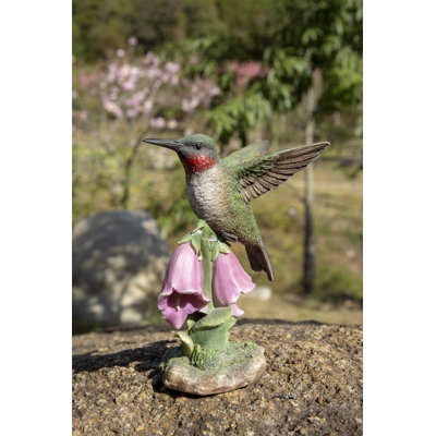 STATUE COLIBRI SUR FOXGLOVE