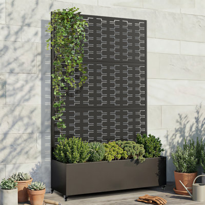 Lit de jardin surélevé en métal avec treillis, jardinière pour légumes et fleurs, boîte à fleurs en treillis pour plantes grimpantes et vignes, lit de jardin surélevé galvanisé