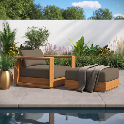 Ensemble de 2 fauteuils d'extérieur en bois d'acacia avec repose-pieds et repose-pieds Tahoe