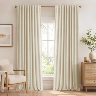 Cadnite 50" W Thermal 100% Blackout Linen Textured Curtain  2 Panels Set