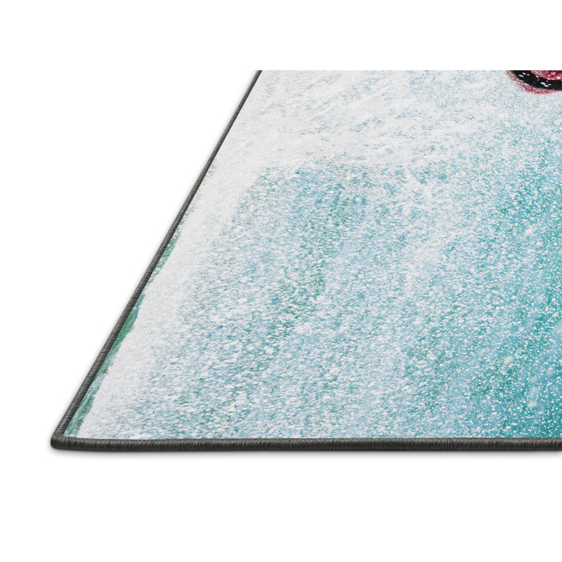 Tapis bleu sarcelle / bleu, Rectangle 7 pi x 9 pi