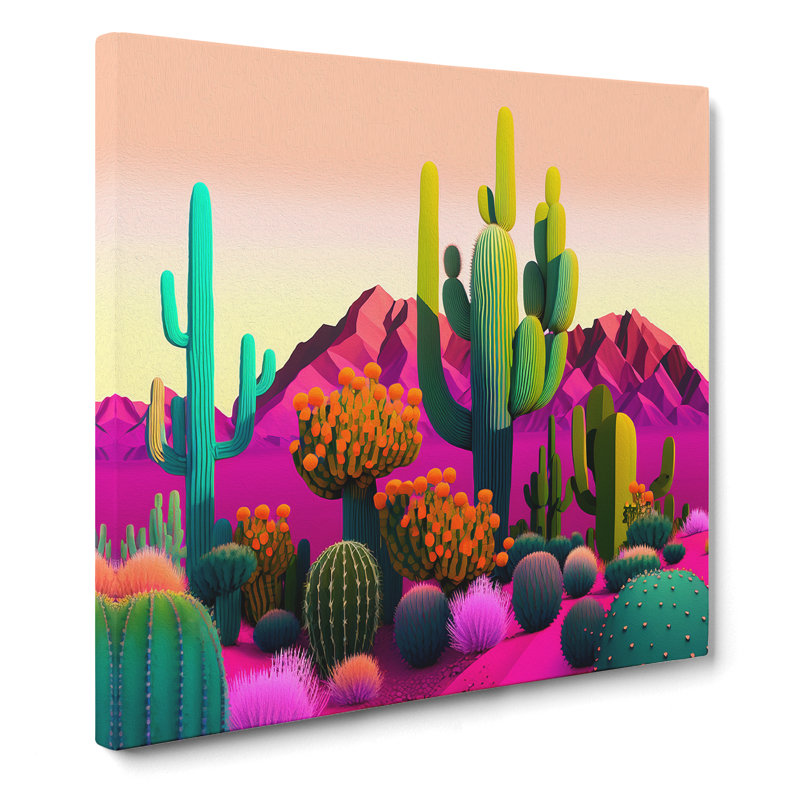 Cactus Colour Field Painting - Wrapped Canvas, 35cm H x 35cm W x 3cm D