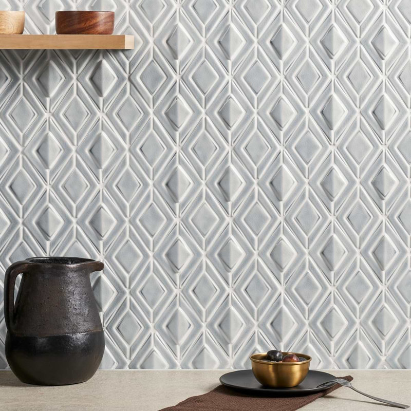 Nabi Jewel 3D Glossy Glass Mosaic Tile, Arctic Blue