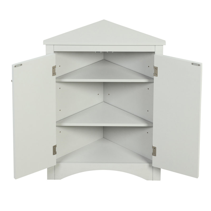 Modern Grey Triangle Cabinet - Adjustable Shelves For Living Spaces Freestanding Storage Practical Needs, Gray