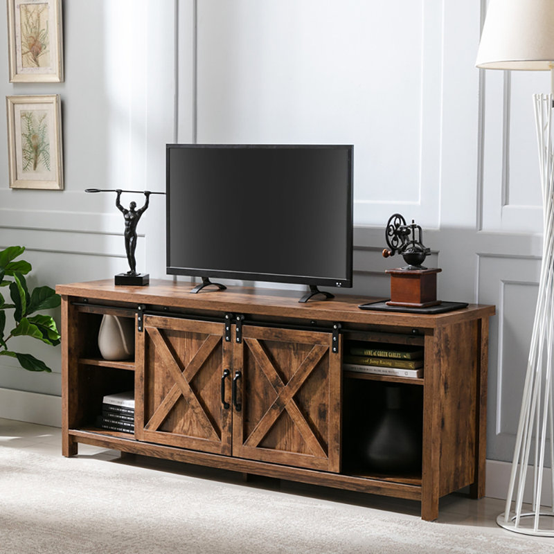 Photina Unfinished TV Stand for TVs up to 65", Rustic Brown