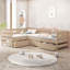 Lit plateforme simple en forme de L avec trois tiroirs de rangement-61184593