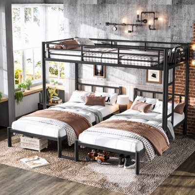 Twin Over Twin & Twin Bunk Beds For 3, Twin Xl Over Twin & Twin Bunk Bed Metal Triple Bunk Bed