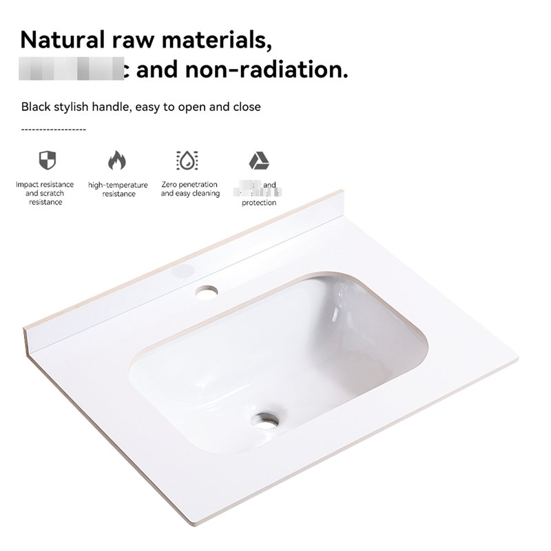 Meuble-lavabo en marbre blanc de 30 po avec lavabo en céramique. Ajoute une touche de classe à la salle de bain. Facile à nettoyer. Robinet à poignée simple. Installation rapide. P 30,09 po x l 18,48 po, H 7,29 po
