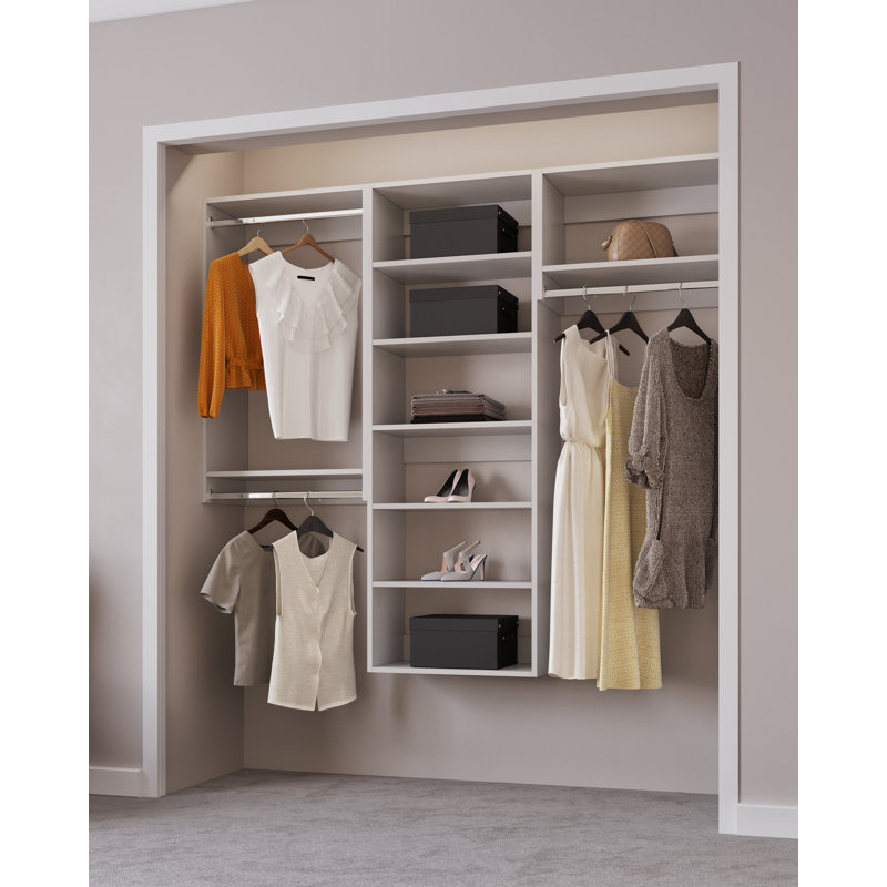 Modular Closets Closet System Walk-In Sets, 2 Hanging Unit with Shelf Tower, 84" H x 64.5" W x 14" D