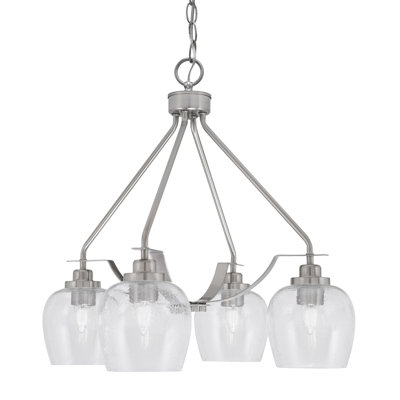 Lustre 4 lumières Odyssey Downown illustré avec verre de 6 po