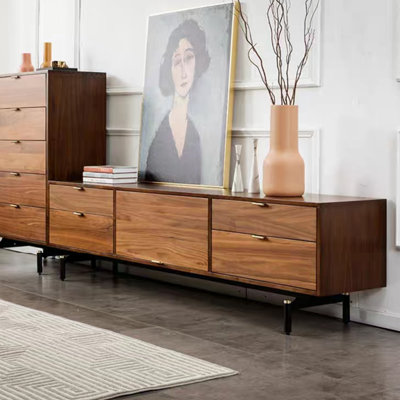 Meuble télé minimaliste rétro en bois massif