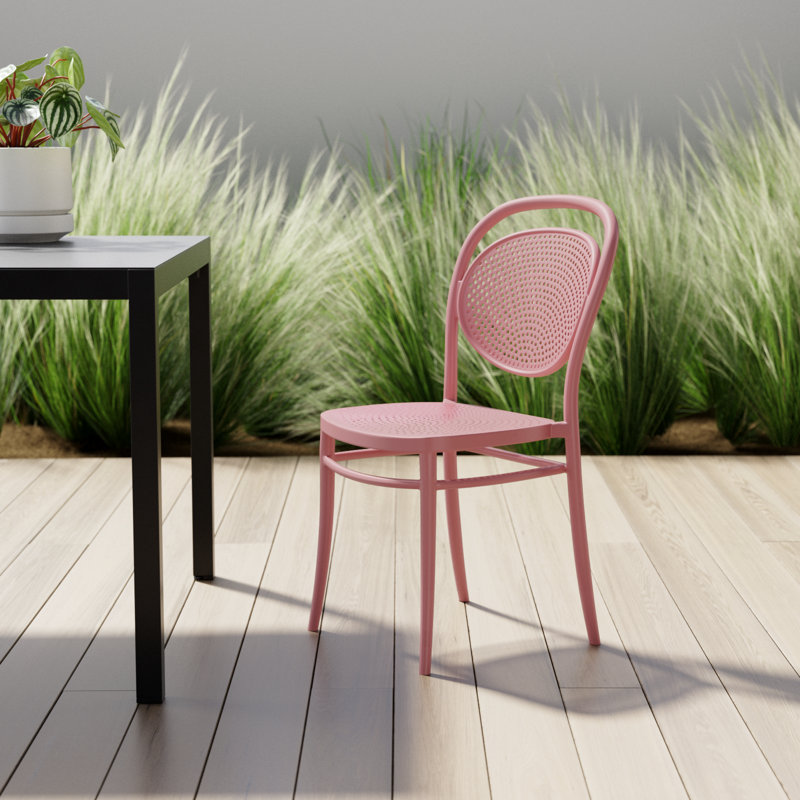 Farrah Stacking Patio Dining Side Chair, Marsala