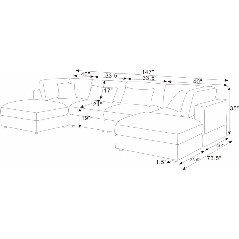 Luxecloud Modular Sectional, Gray