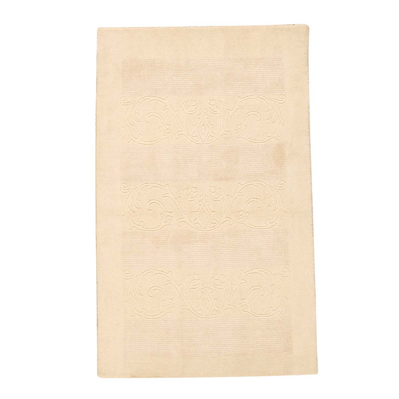 Tapis beige uni uni en laine noué à la main 3 pi x 5 pi