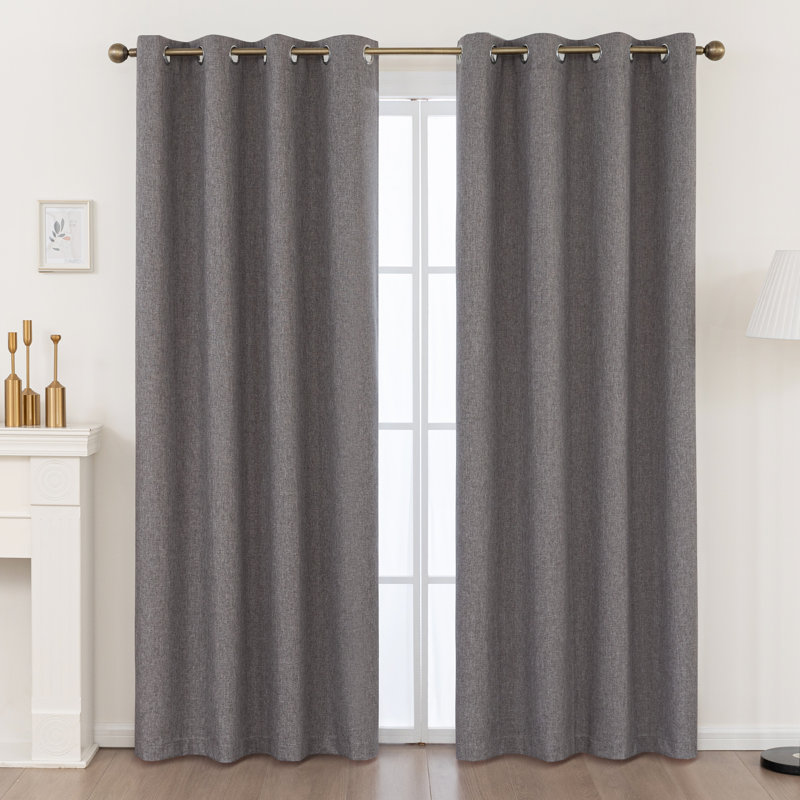 Paire de rideaux 100% occultant et isolant en polyester (ensemble de 2), L 52 po x L 84 po, Gris foncé