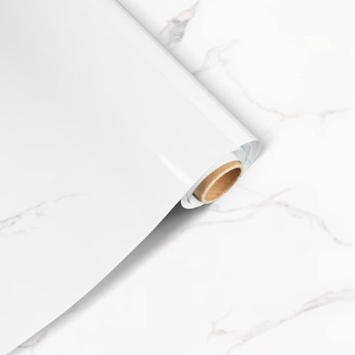 White Thickened Peel And Stick Wallpaper, Easily Removable And Oil Proof Wallpaper For Kitchen, 35.43 In X 196.85 In