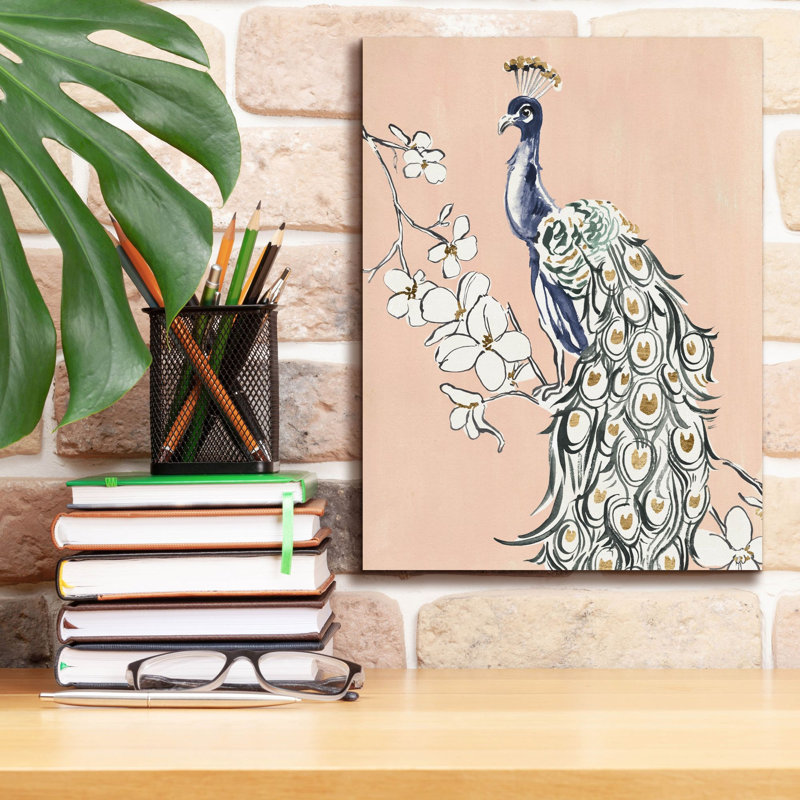 Toile épique Graffiti «Peacock In Gold 4» par Annie Warren, 12 po x 16 po, H 16 po x l 12 po