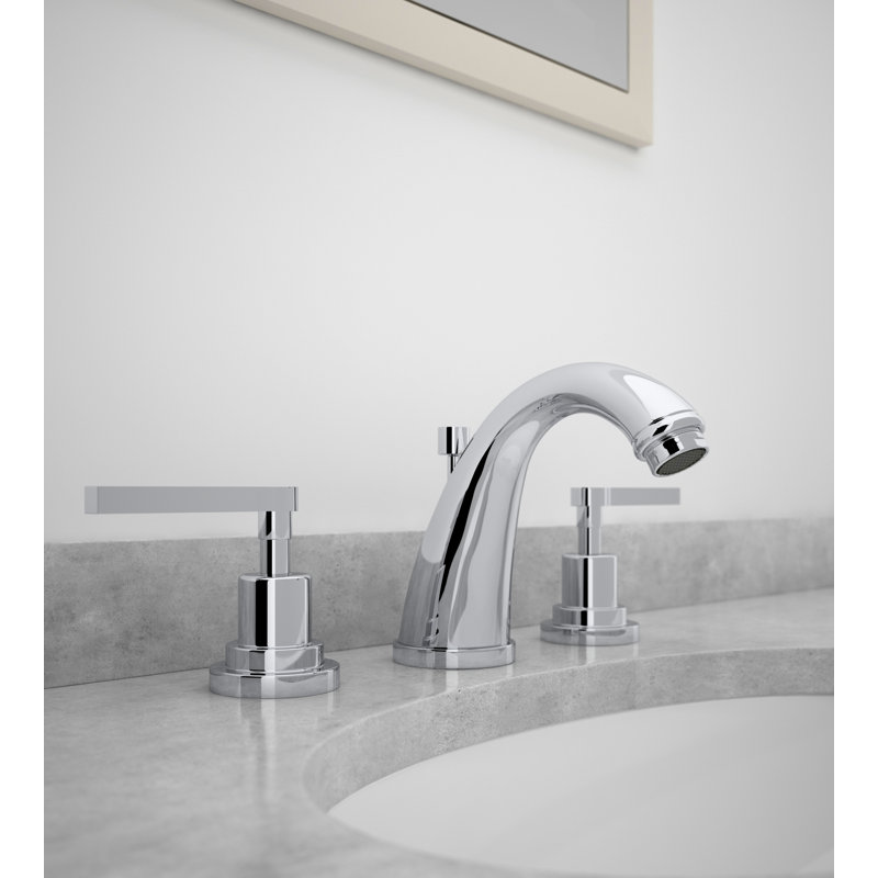 Lombardia® Widespread Bathroom Faucet with Drain Assembly, Polished Chrome, Lever Handle