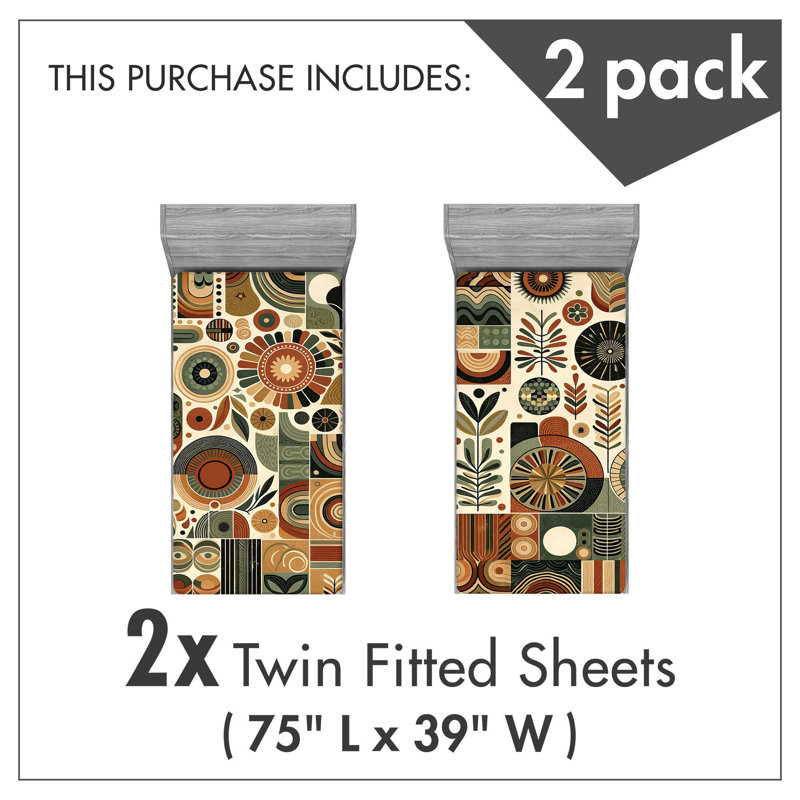 Microfiber Mid Century Fitted Sheet, Twin Fitted Sheet