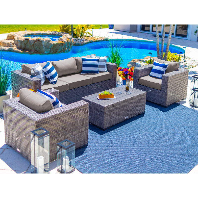Sorrento 5 - Person Patio Conversation Set with Cushions, Taupe