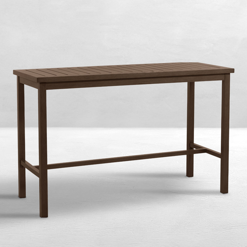 Club Aluminum Outdoor Bar Table, Oak
