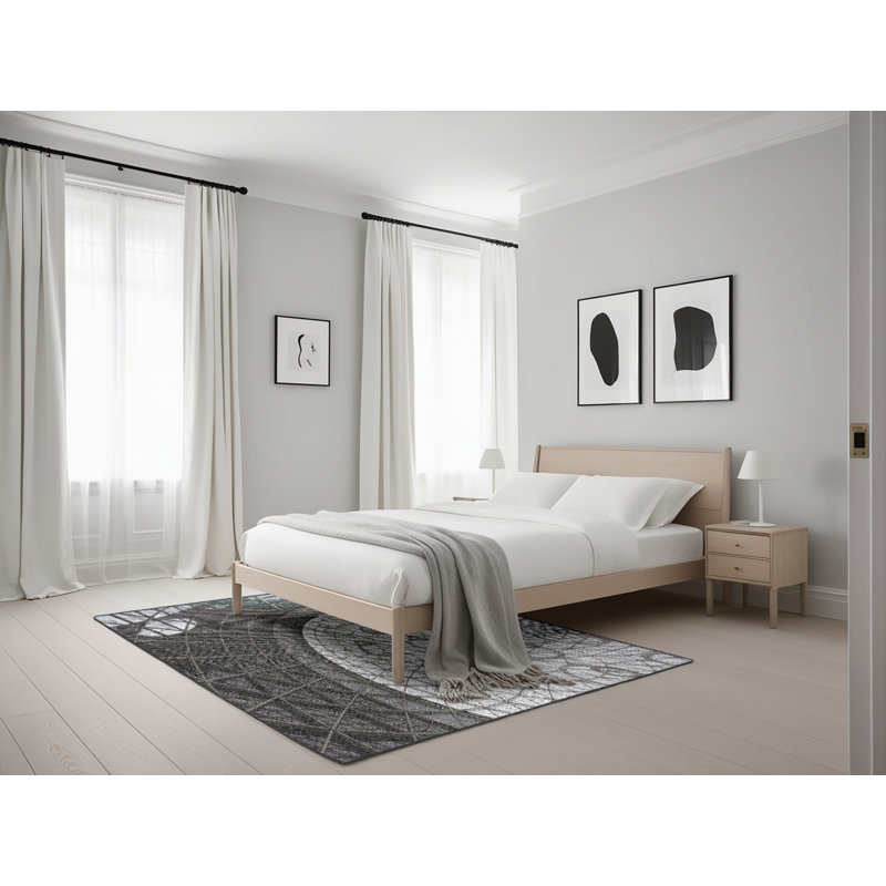 Tapis gris/vert foncé à tisser électrique, Rectangle 5 pi x 7 pi