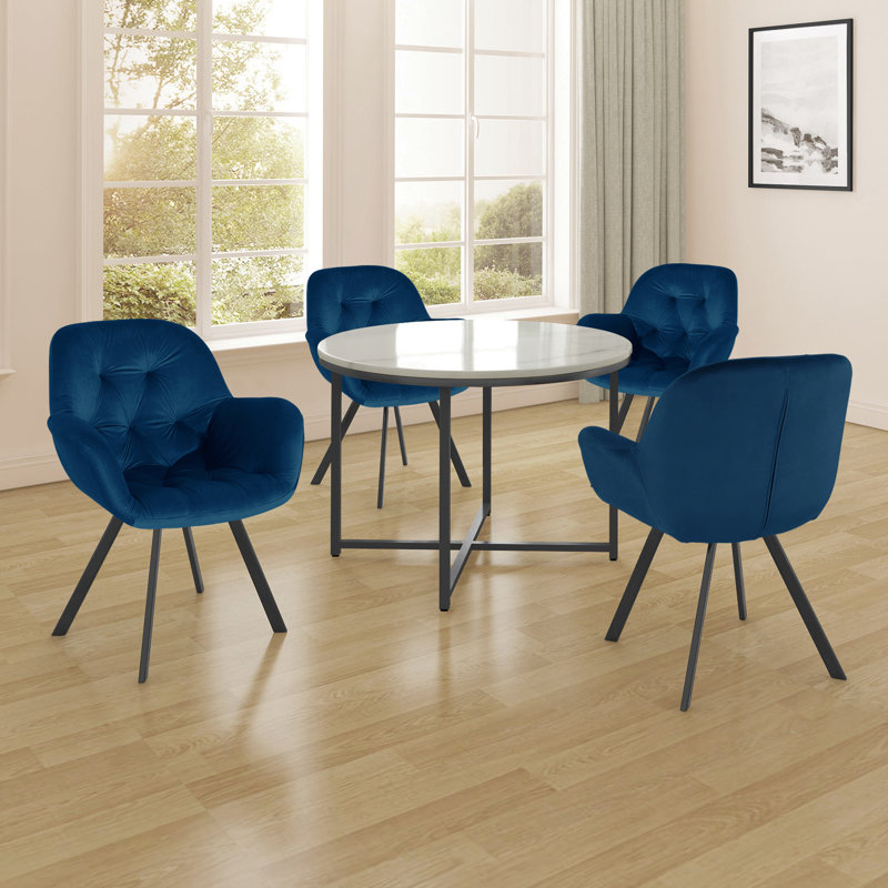 Aella Dinning Chair 2pack Grey Velvet, Navy Blue
