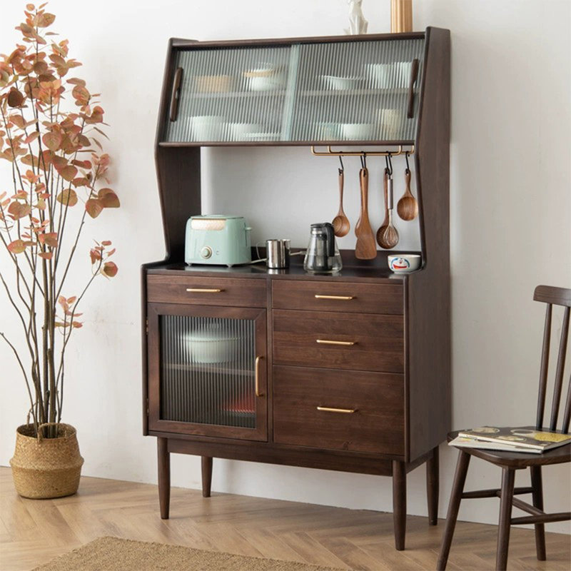Buffet en noyer massif et bois manufacturé, 64.57" H x 46.85" W x 15.75" D