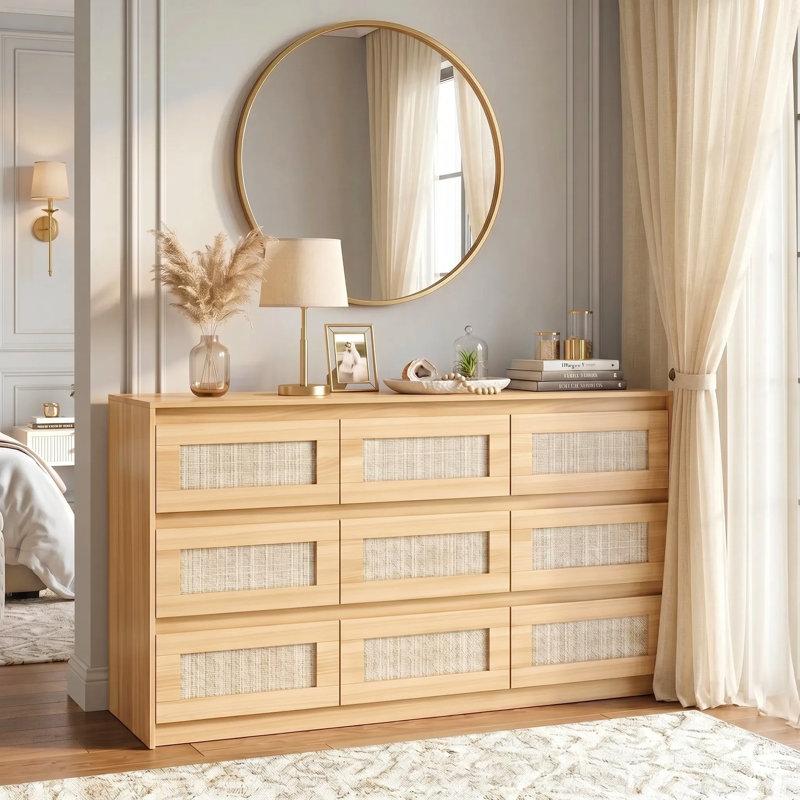 Bywoods 9-Drawer Rattan Dresser
