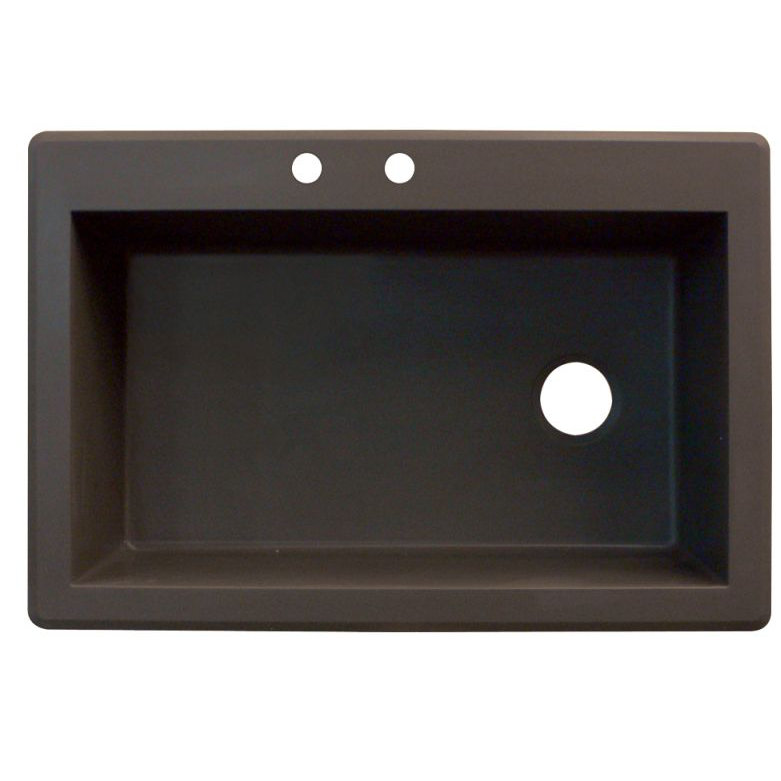 Évier de cuisine à simple cuve à montage sur plan L 33 po x l 22 po Radius, 2 trous, Espresso