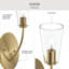 Applique murale 1 lumière en or brossé avec abat-jour en verre transparent Jheni-127683758