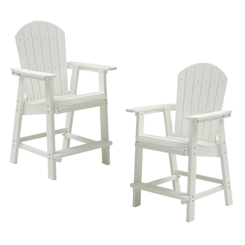 Chaise de bar avec accoudoirs Hips de 2 pièces, adaptée à la pelouse, à la cour arrière - chaise blanche avec en blanc, facile à nettoyer et à assembler