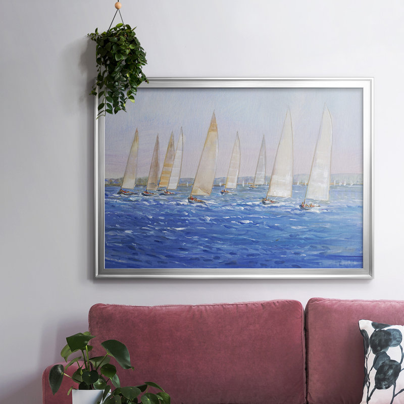 «Sailing événement I», reproduction sur toile, Argent, H 26 po x l 38 po