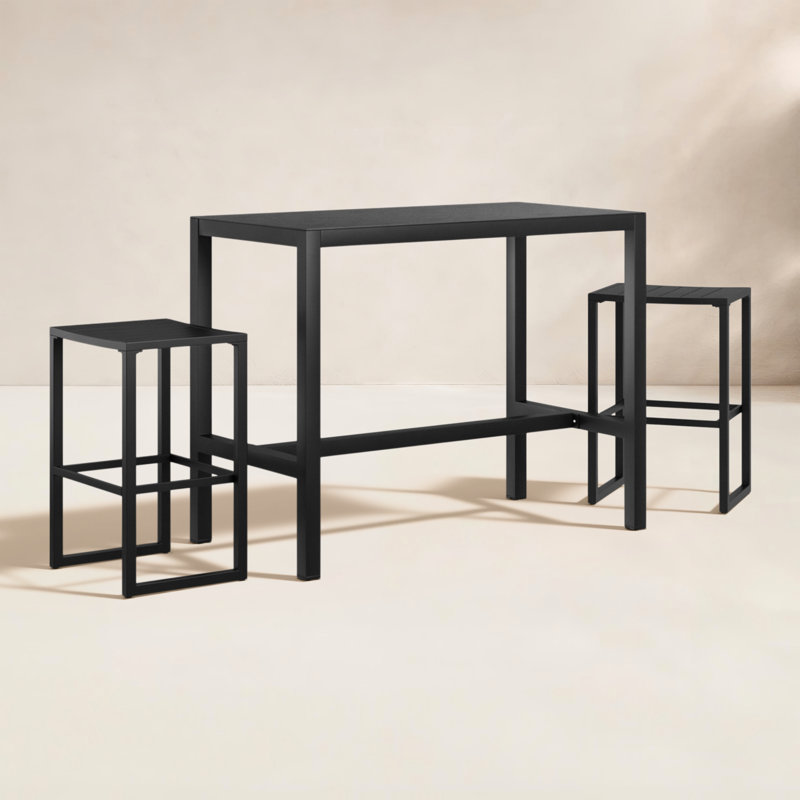 Ensemble repas extérieur en aluminium Armando, Noir, noir, noir, noir, 2