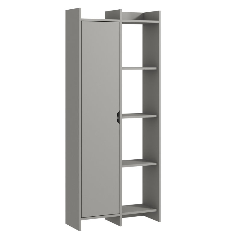 Bibliothèque moderne gris, panneau de particules enduit 100% mélamine, 27,6 po x 70,9 po x 11,8 po | Nombreuses tablettes, fixation murale | Solution de rangement élégante pour la maison ou le bureau, design durable et élégant