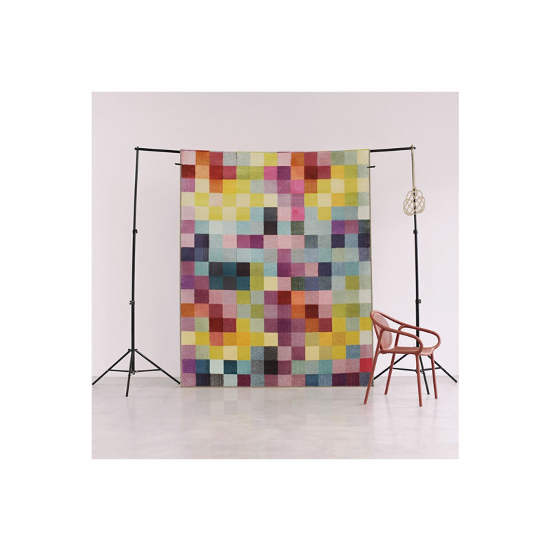 Multi Color Square Pixel Pattern Modern Decorative Machine Washable Area Rug, Rectangle 2'4" x 3'11"