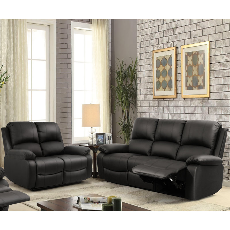 Avigdor 2 - Piece Faux Leather Living Room Set, Black