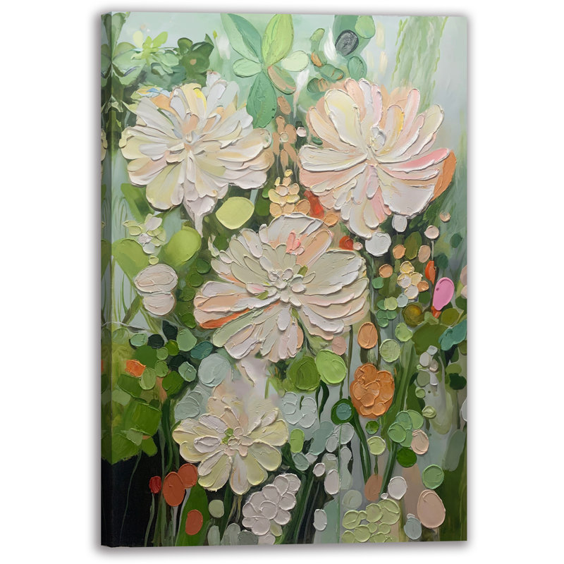 «Pastel Garden Bliss», art mural sur toile tendue, H 48 po x l 36 po