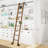 Walnut 8.92' 8-Step Wood Rolling Sunburst Wheel Ladder-79231895