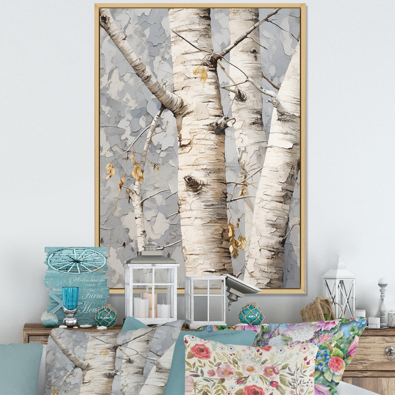 «Gray Minimalisme Sycamores Tree Shade I», reproduction sur toile, Cadre naturel flottant, H 20 po x l 12 po x P 1 po