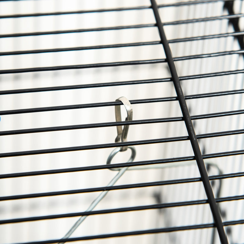 Cage à oiseaux en métal pour perroquets, 45 po - Volière spacieuse avec support amovible, panier de rangement et support pour perroquet noir de construction